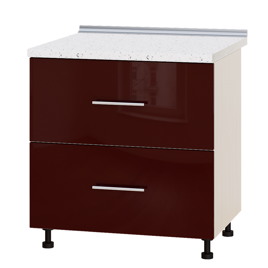 Шкаф нижний Эверест Модерн модуль Низ Н86-800 80х47х85 см Бордо глянец/Дуб Молочный (05693)