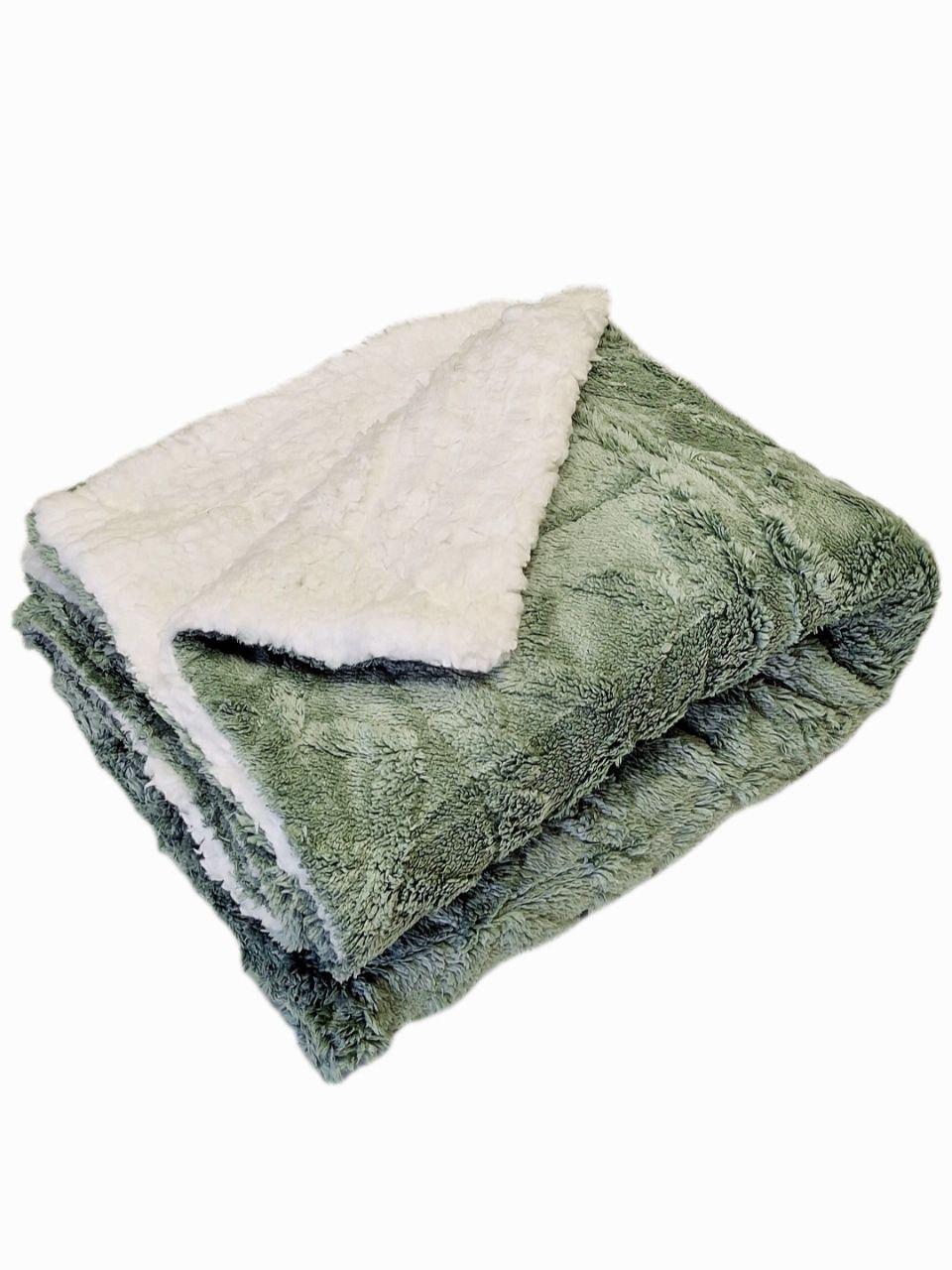 Плед двухсторонний на овчине Узор 125x165 см Малахит (1573)