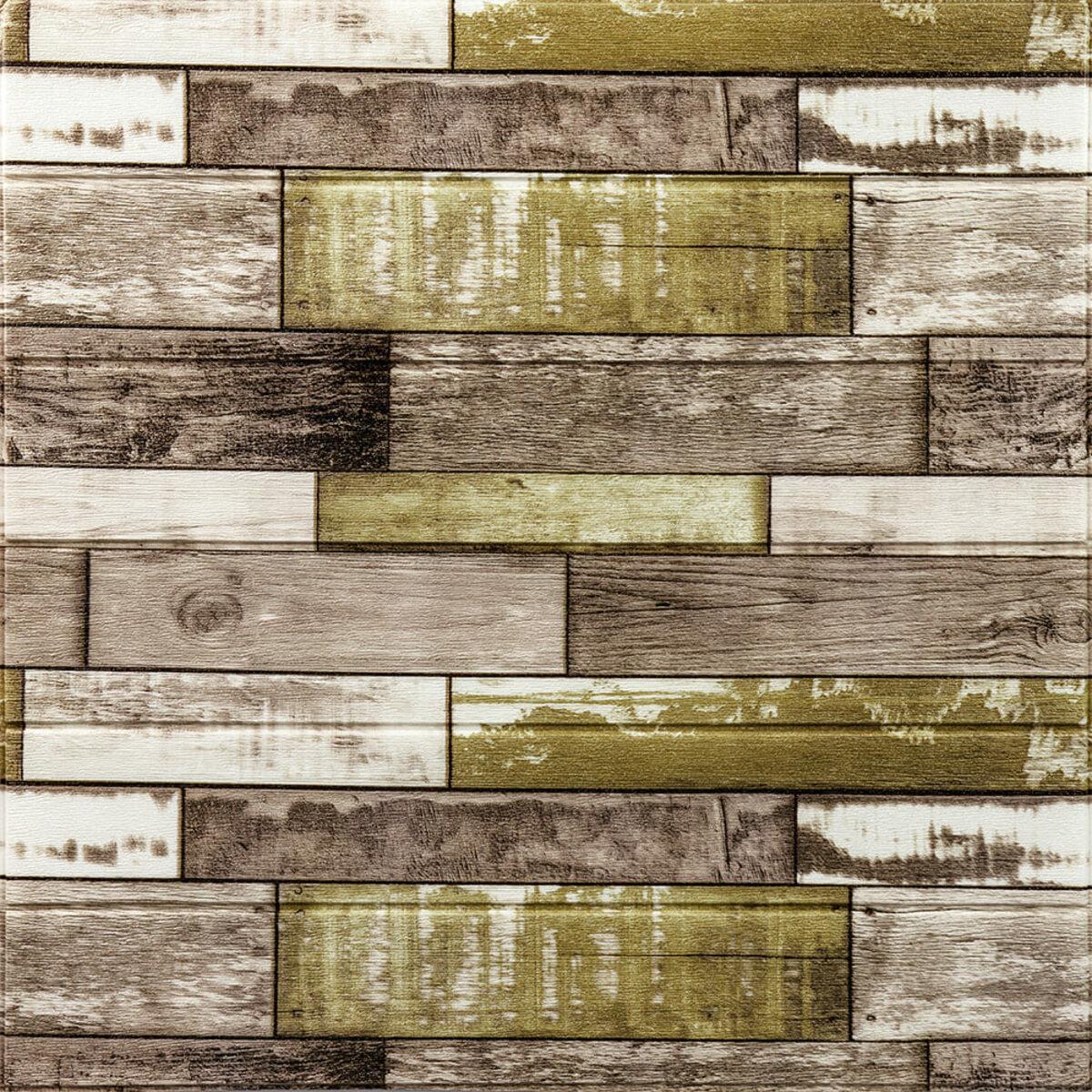 3D-панель самоклеюча декоративна 378 700x700x4 мм Зелено-коричневе дерево (SW-00000883)