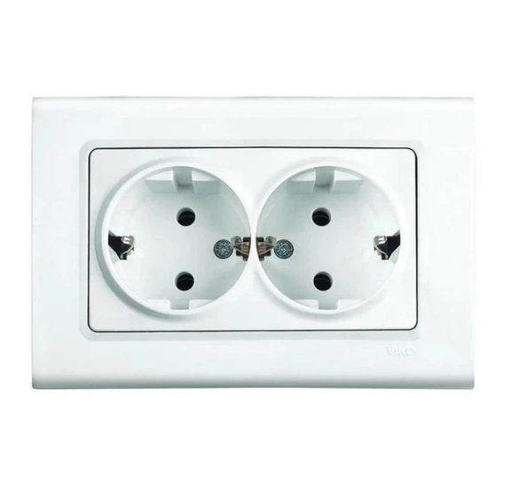 Розетка двойная VI-KO Linnera с заземлением Белый (31446636)