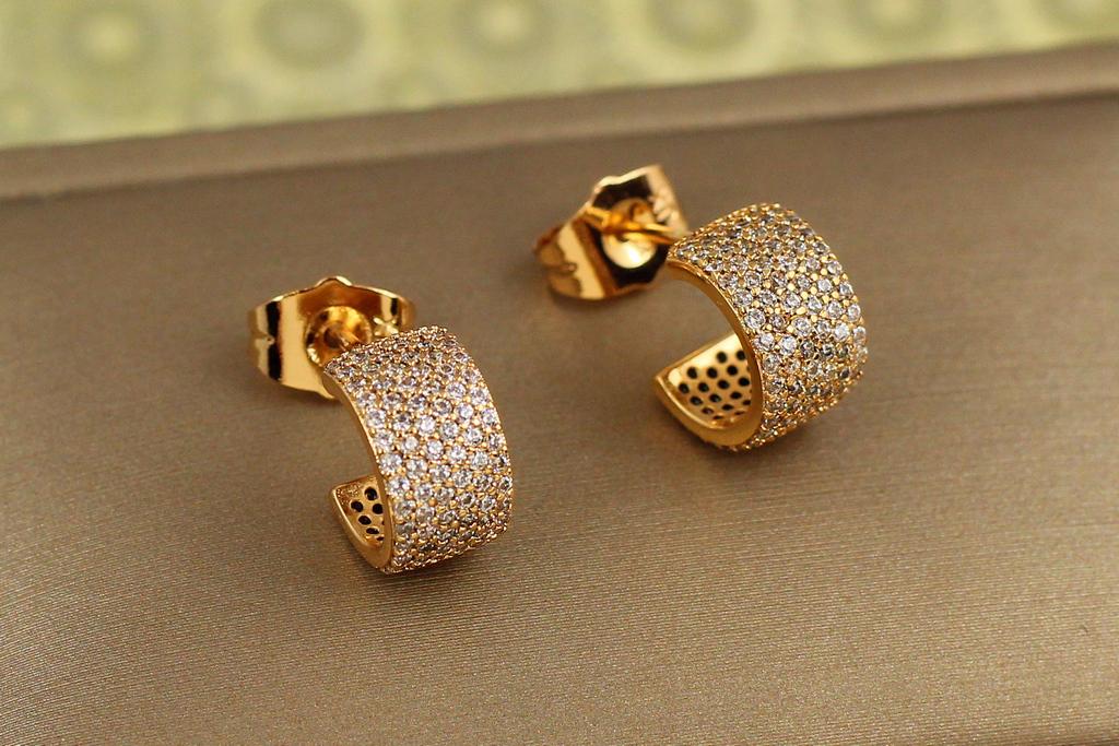 Серьги гвоздики Xuping Jewelry пять дорожек 1,1 см Золотистый (33731006)