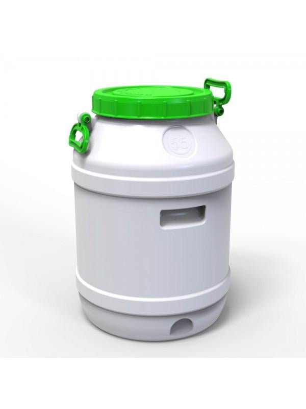 Бидон пищевой Евро Пласт пластиковый 55 л с зеленой крышкой (17276)
