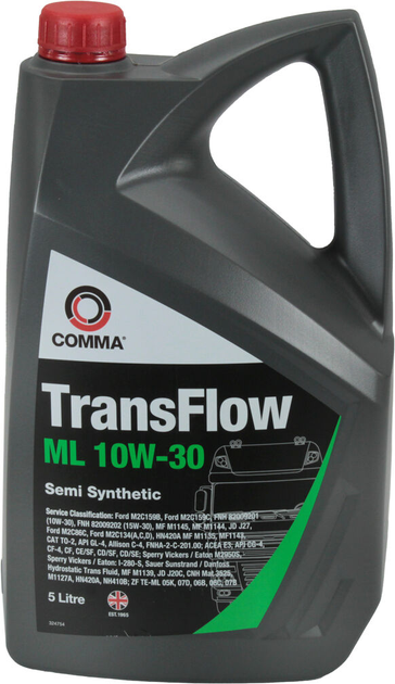 Моторное масло автомобильное COMMA TRANSFLOW ML 10W-30 5 л (TFML5L) - фото 1