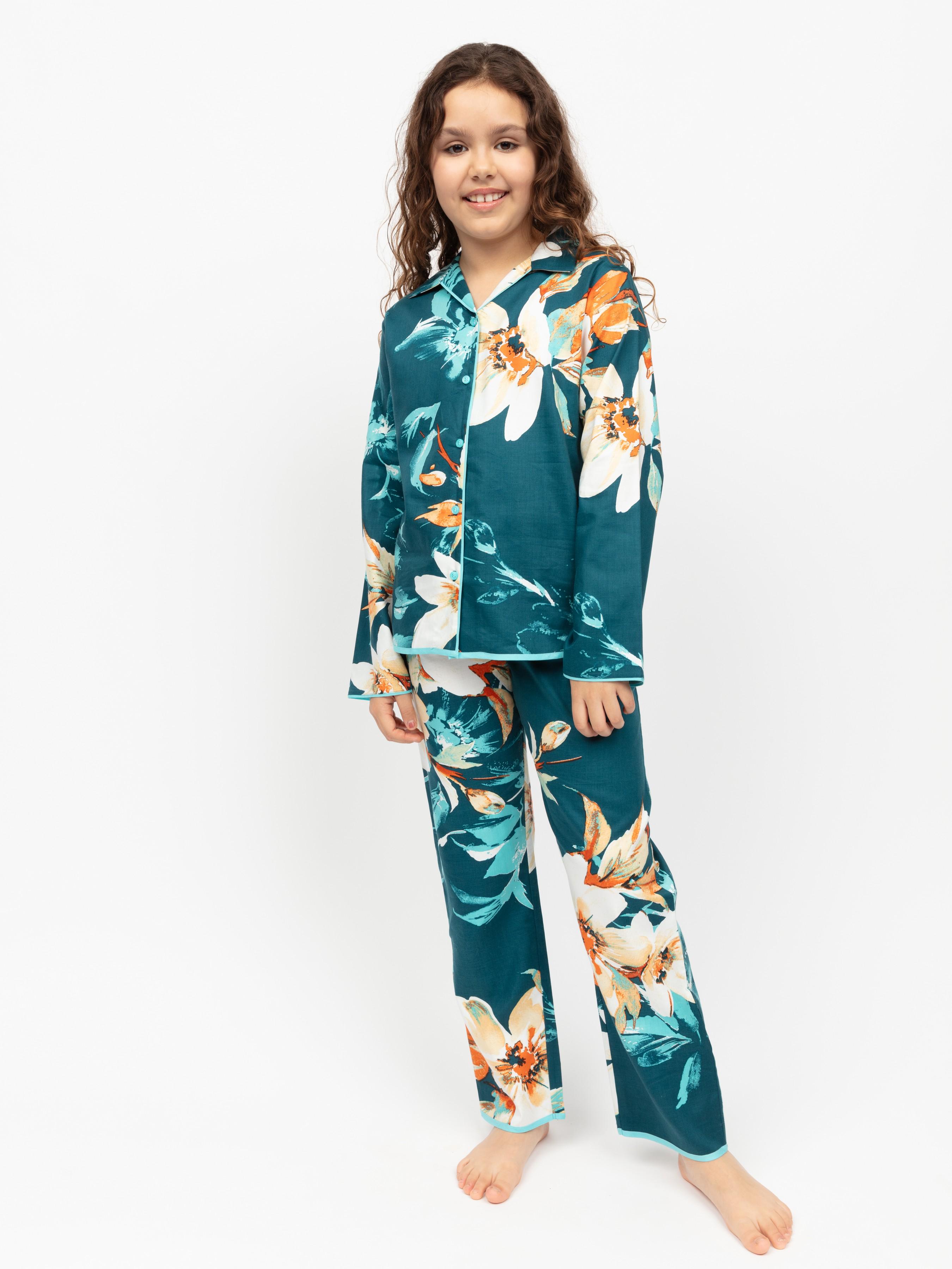 Пижама для девочки CYBERJAMMIES Goldie 7132 4-5 лет 110 см с цветочным принтом Зеленый (5051877530737)