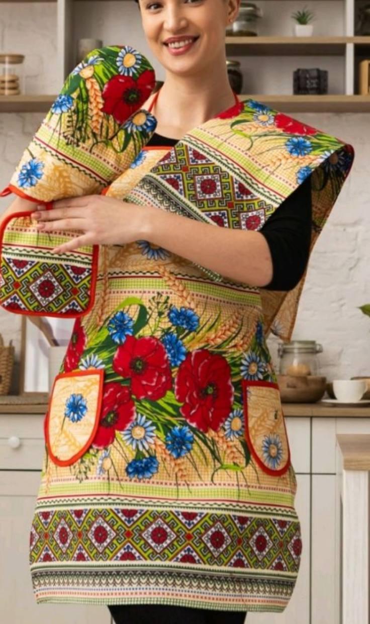 Набор для кухни фартук/прихватка/перчатка Бежевый (Д-fartuh0008)