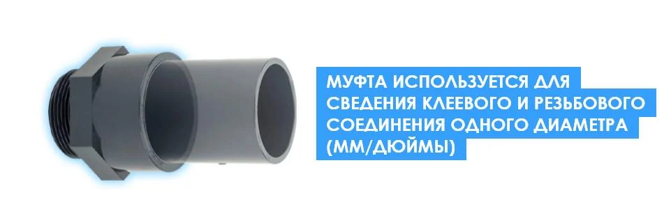 Муфта ПВХ ERA US012110 із зовнішнім різьбленням d110 мм x 4" (7172) - фото 3