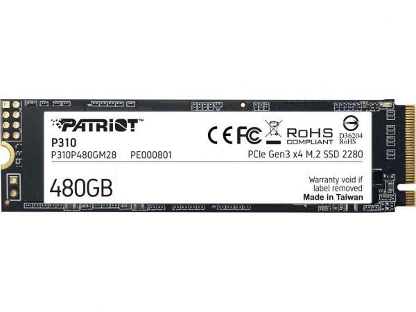 SSD-накопитель Patriot P310 480GB M.2 2280 PCIe NVMe 4.0 x4 TLC (P310P480GM28)