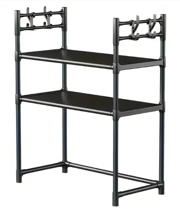 Стеллаж для микроволновки 3-ярусный с крючками 72х59х33 см Стеллаж для микроволновки 3-ярусный с крючками 72х59х33 см