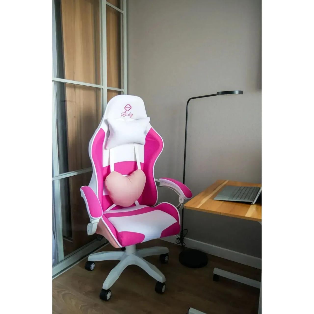 Крісло офісне комп'ютерне Bonro Lady 807 Рожево-білий (21589805) - фото 10