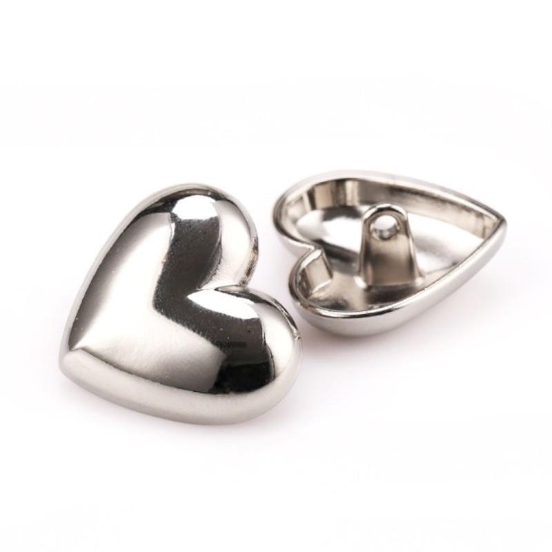 Пуговица Heart LuxFabric на ножке металл 11х10 мм 1 шт. Платина (ПВ1110с01)
