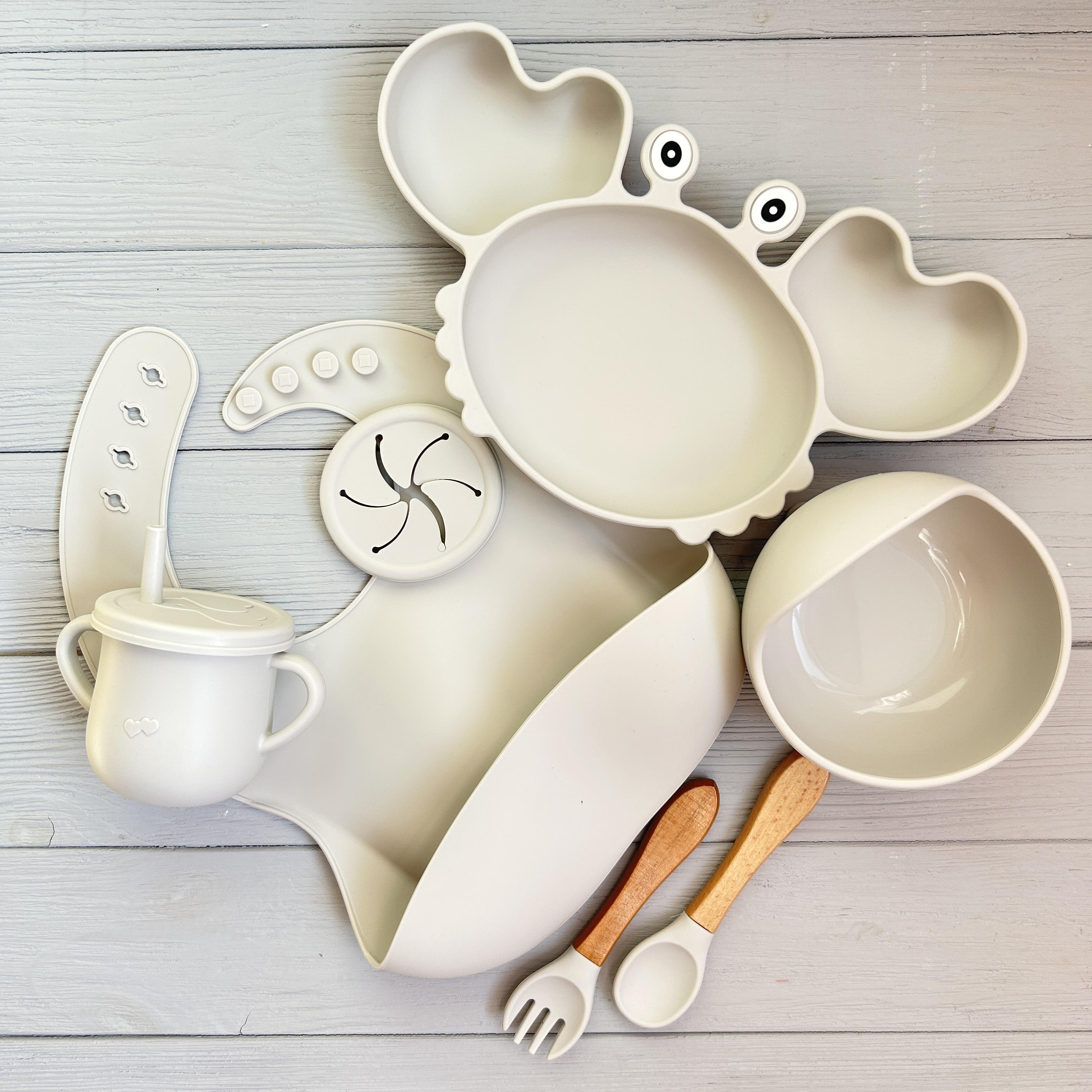 Набір силіконового посуду для дітей KR img_e6613 Y23 Краб (65411) - фото 2 Набір силіконового посуду для дітей KR img_e6613 Y23 Краб (65411) - фото 2