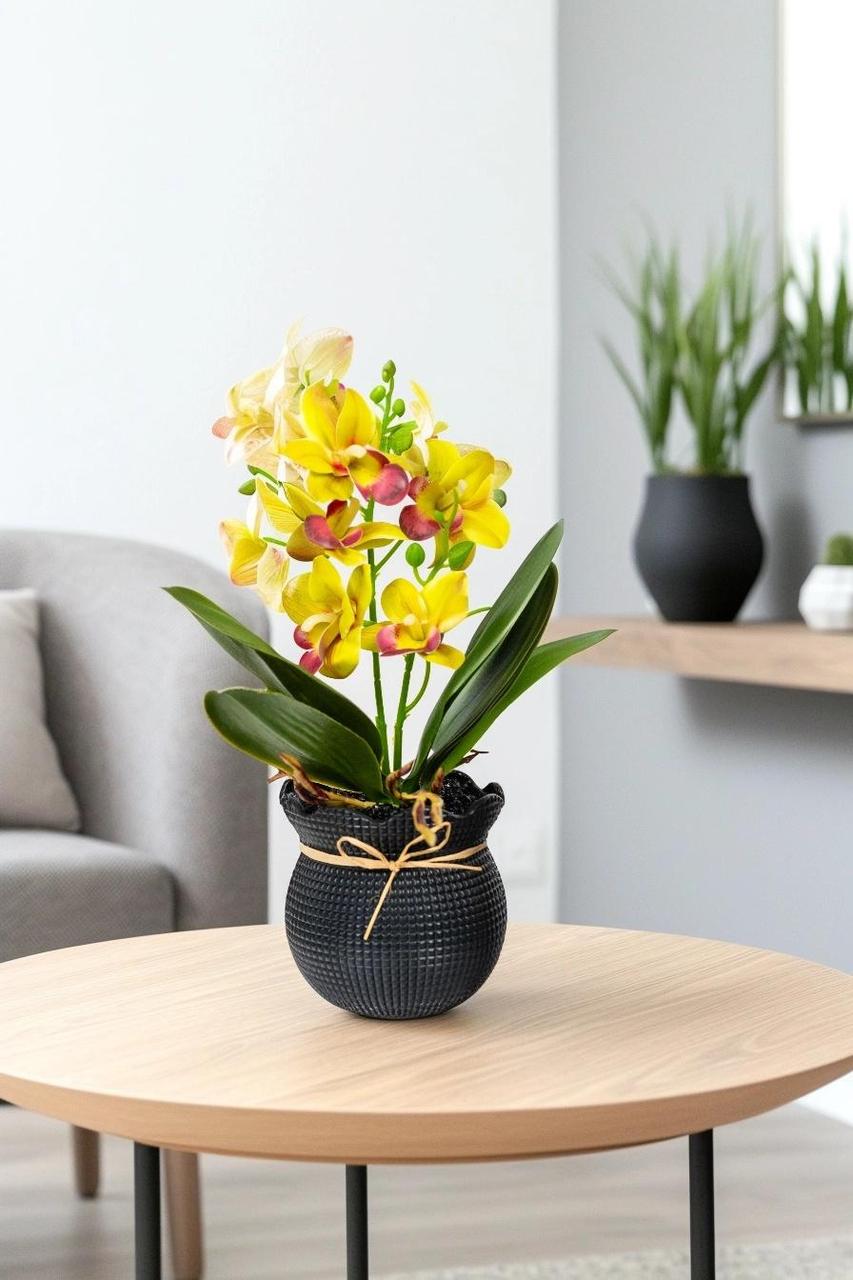 Искусственное растение орхидея Каттлея желтая Greenflowers 211857 10х28 см