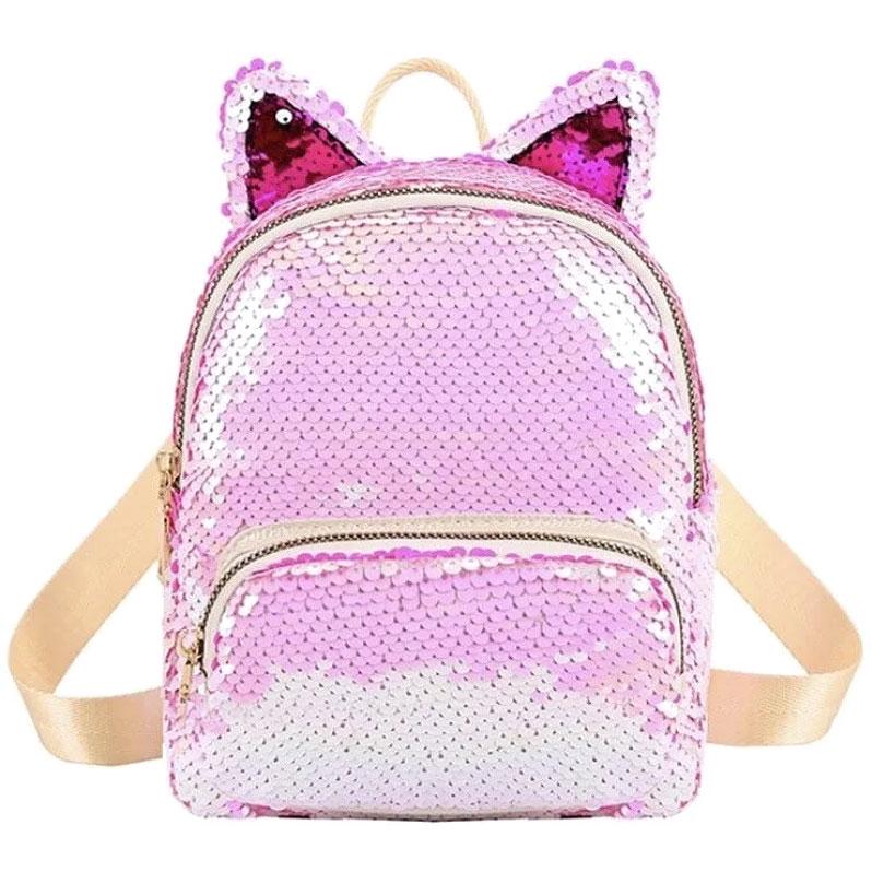 Рюкзак Mini с пайетками и с ушками 20х17 см Pink (33428)