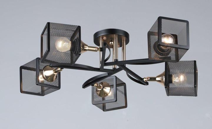 Люстра стельова Valeso на п'ять плафонів у сітку Е27 IP20 B N5708/5 BK+FGD Чорний/Золотий (28687047)