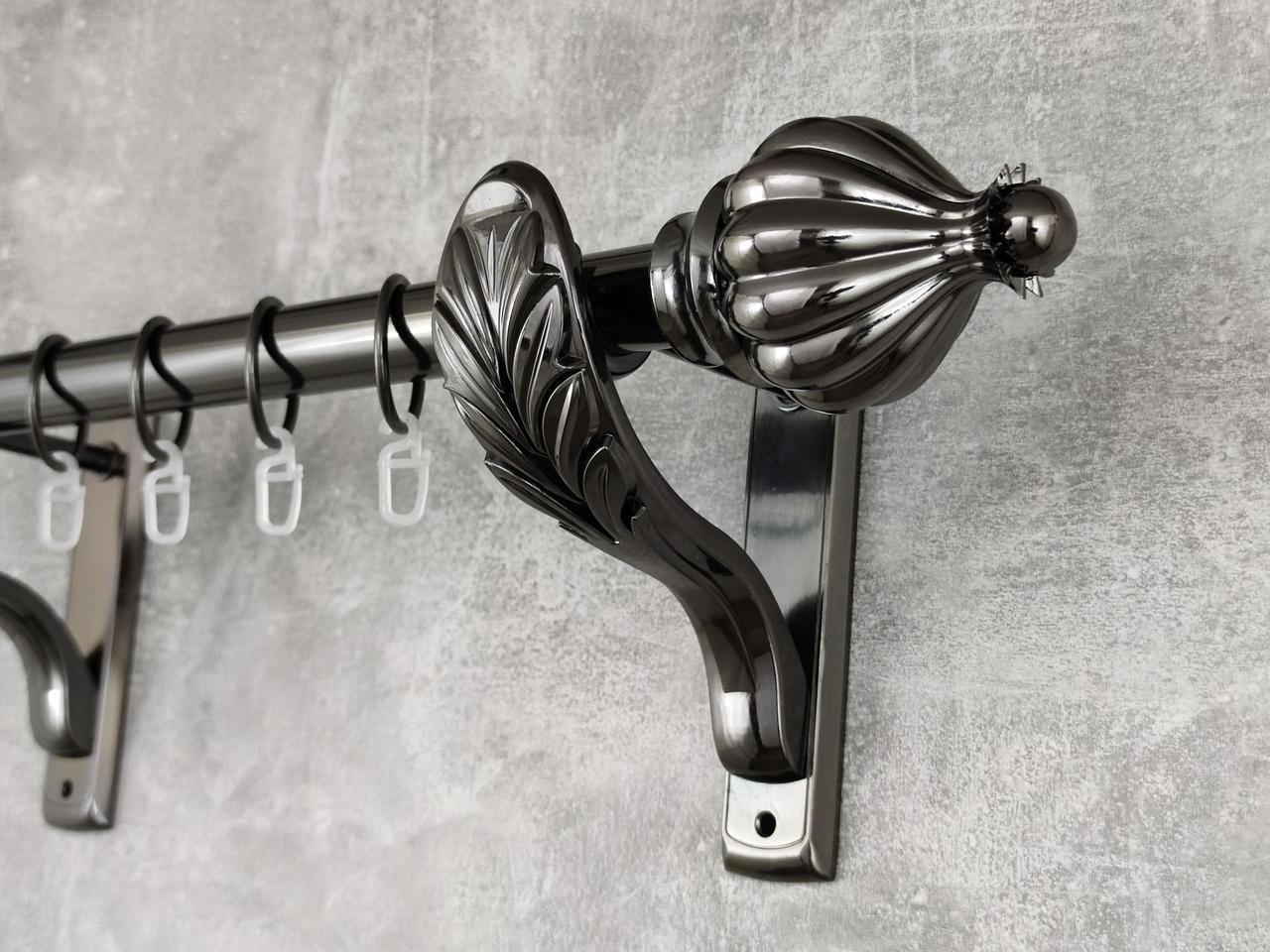 Карниз MStyle металлический для штор однорядный Таджа 25 мм гладкий 160 см Оникс (5020673)