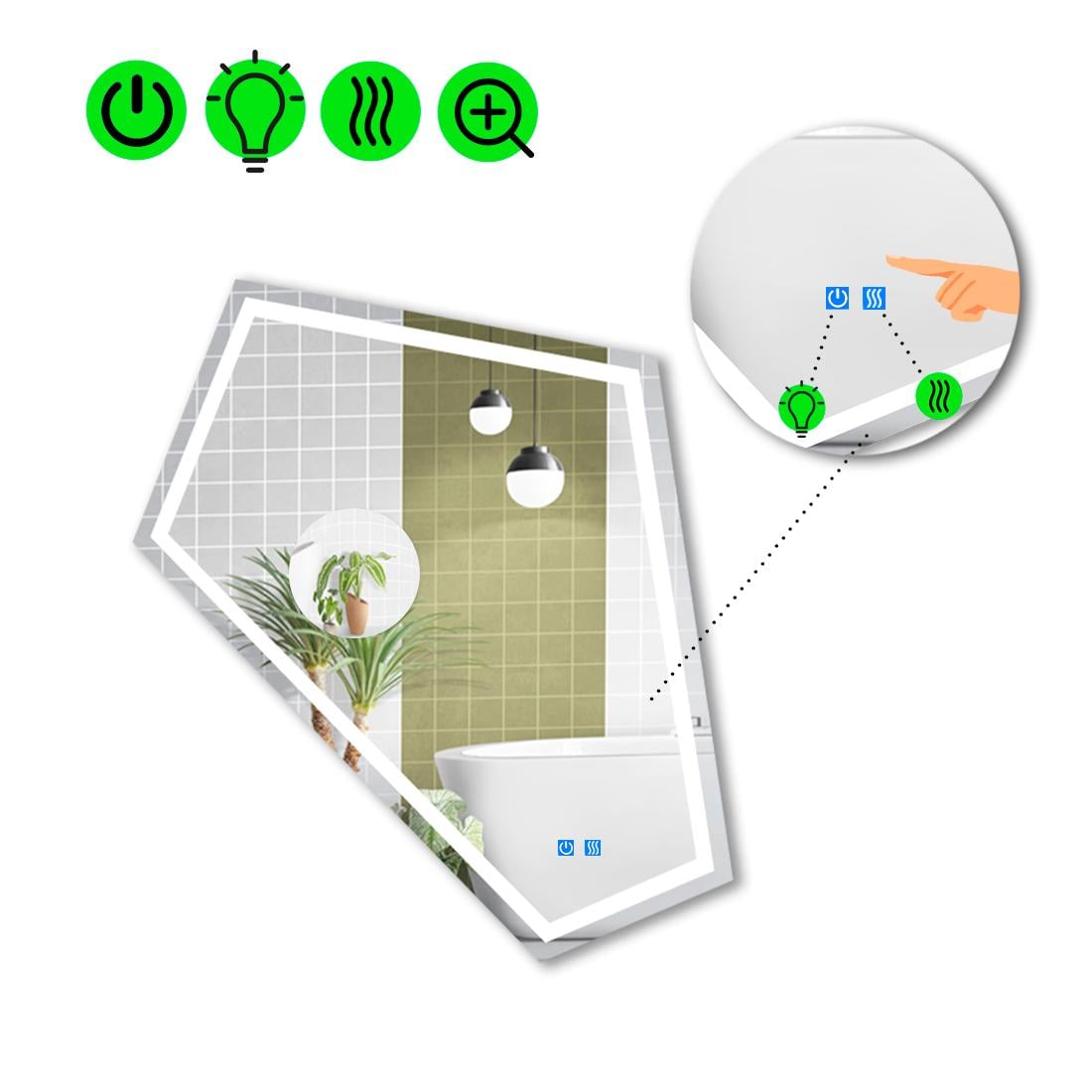 Зеркало с LED подсветкой Modulo 1 с двумя сенсорами 100x85 см (8738759)