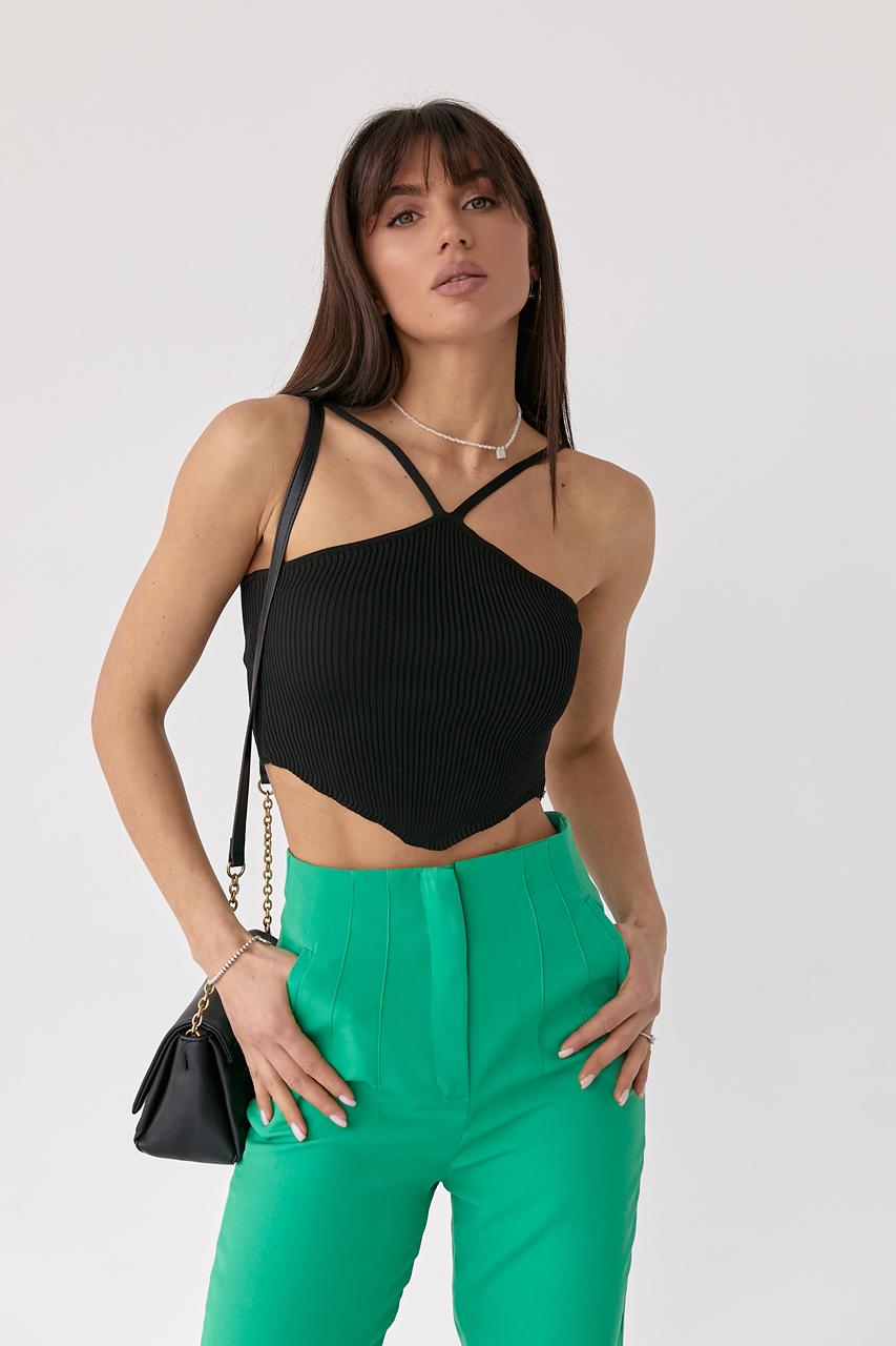 Кроп-топ женский на тонких бретелях M Черный (10090012)