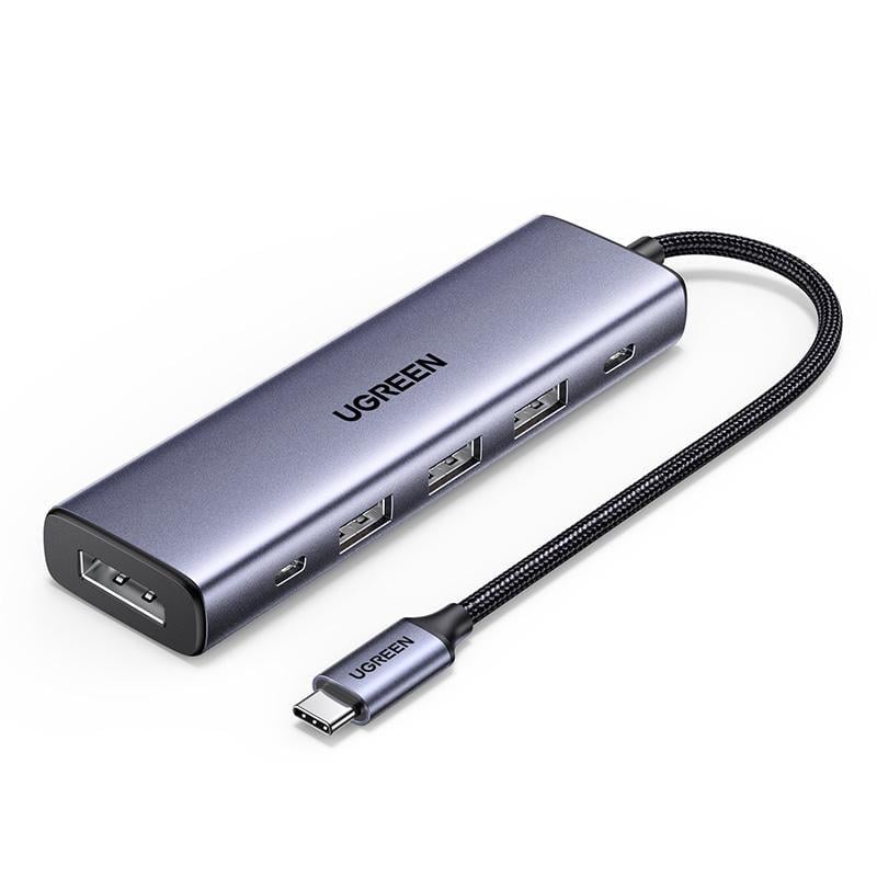 USB-хаб UGREEN CM511 DisplayPort 4K 60 Гц PD 100 Вт USB 3.0 Серый (75642)