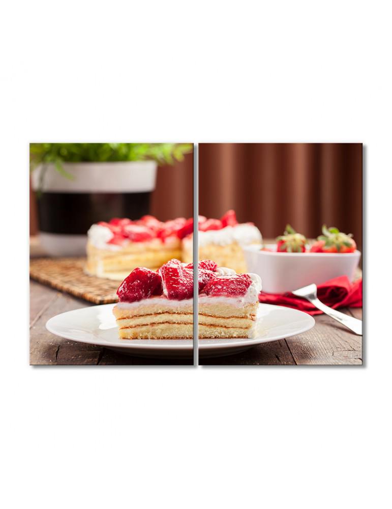 Картина модульная Пирожное и клубника 2 модуля 70x105 см