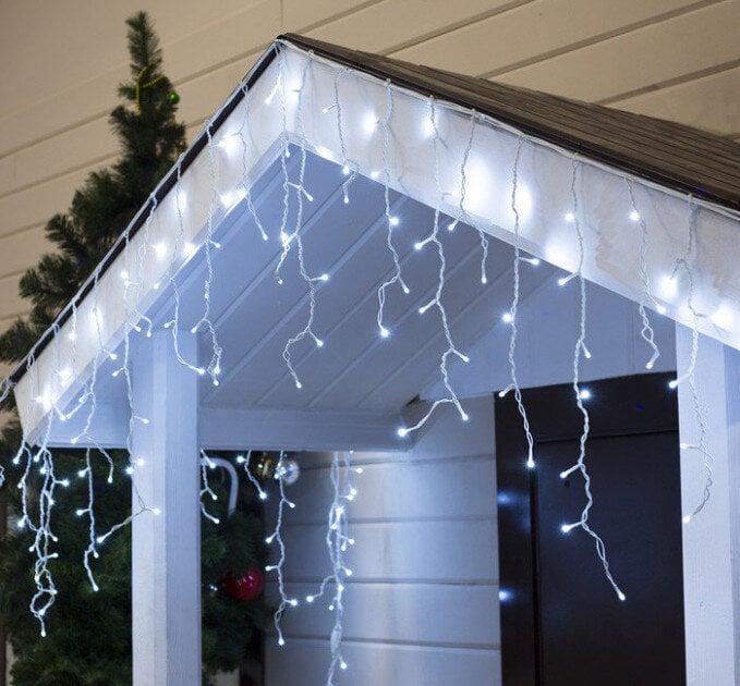 Уличная гирлянда бахрома белый 5 м, 120 LED, с переходником