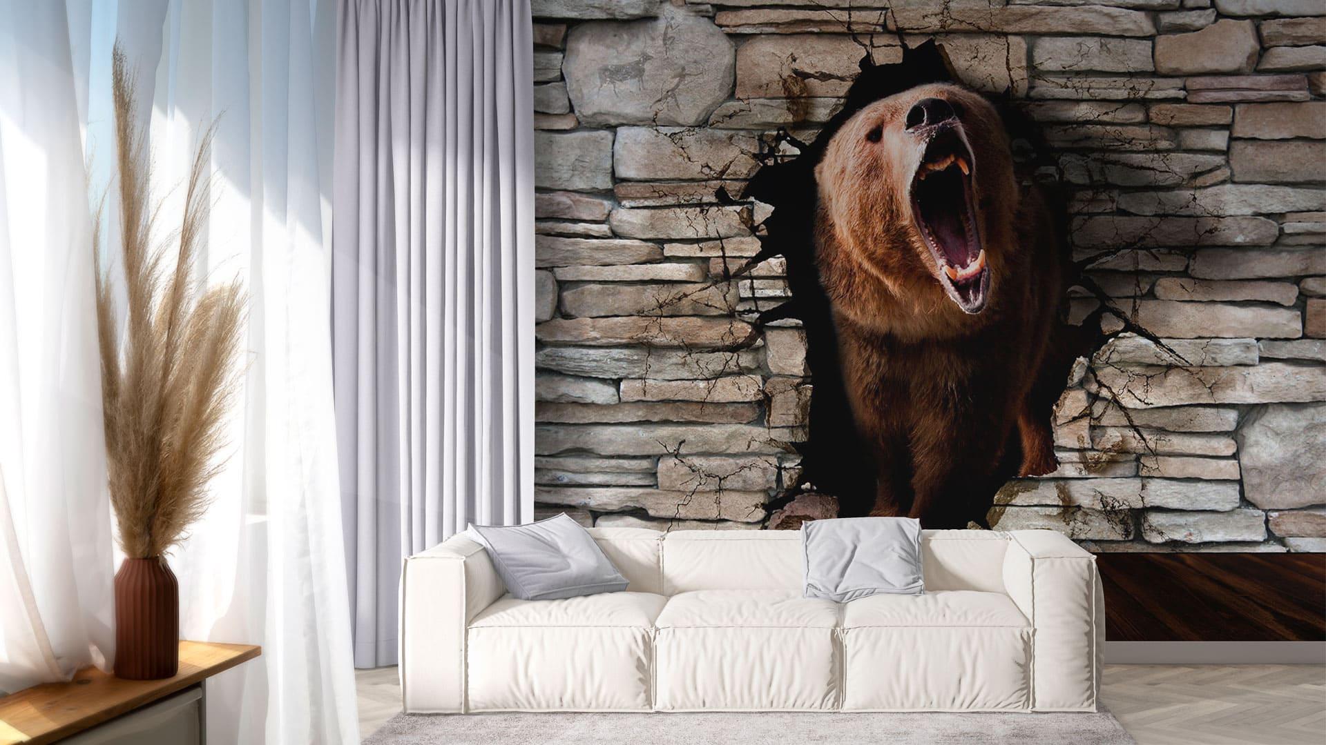 Фотообои флизелиновые Styleo Print-walls Гризли в действии 0831 300х200 см (Pw-0831)