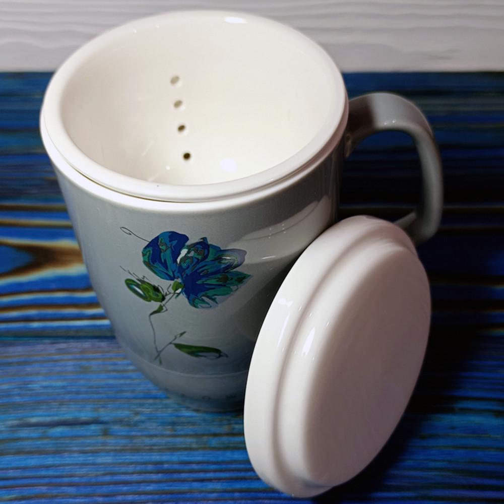 Чашка Ароматный чай с крышкой и керамическим ситечком 450 мл Серый (21-сір-O8030-54) - фото 9 Чашка Ароматный чай с крышкой и керамическим ситечком 450 мл Серый (21-сір-O8030-54) - фото 9