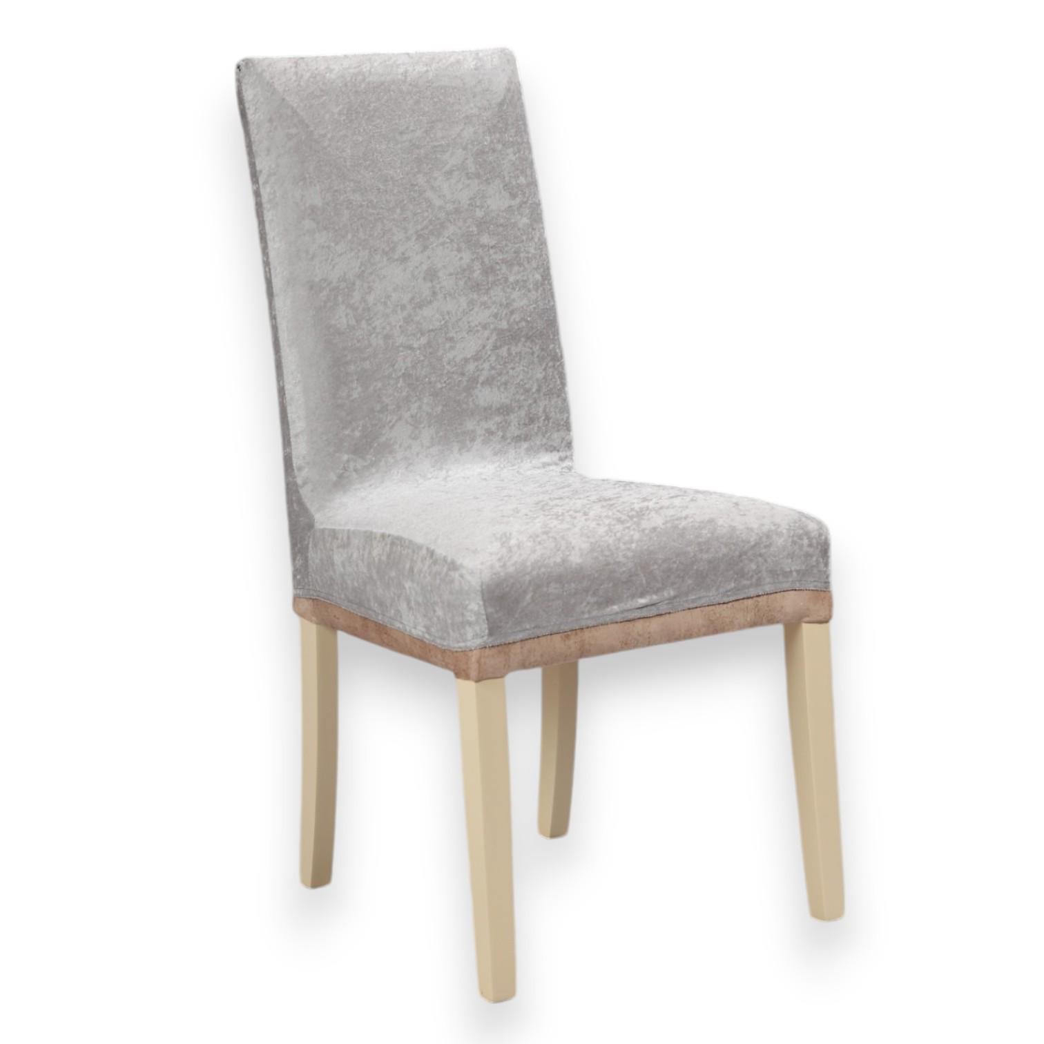 Чехол натяжной на стул GOSPO велюровый Светло-серый (2151544721) - фото 2