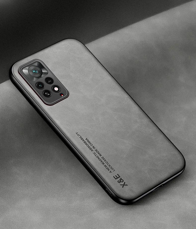 Кожаный чехол XnE Xiaomi Redmi Note 12 Pro 4G с металлической вставкой Grey (34278-33)