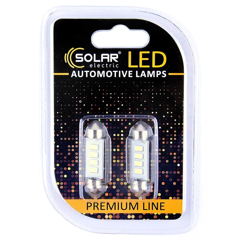 Автолампа LED Solar SV8,5 4SMD 12V 11x39 мм 2 шт. White