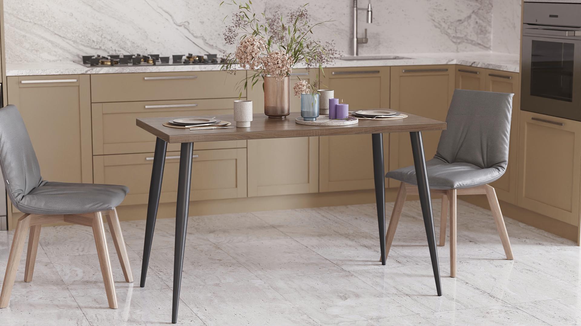 Обідній стіл Ferrum-decor Марсель 50 метал/ДСП 32 мм 75x120x70 см Чорний/Дуб Сонома Трюфель (FRD-106707)