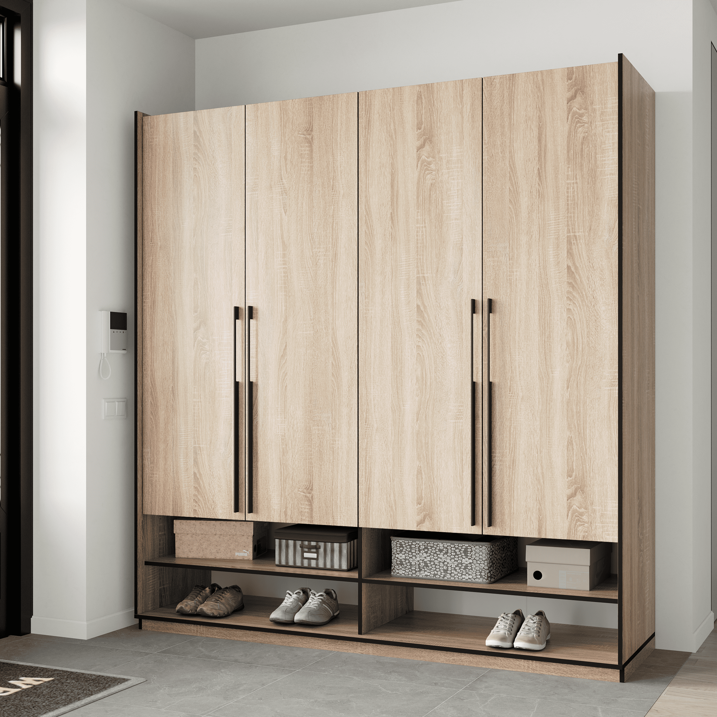 Шкаф распашной Moreli R-0009 на 4 дверцы со штангой/полками Дуб Сонома