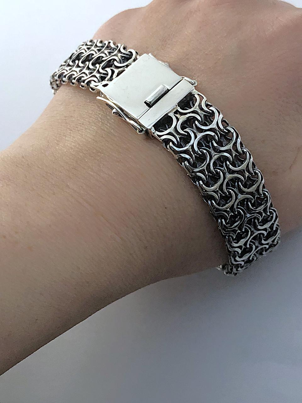 Браслет чоловічий срібний подвійний Рамзес з замком коробка р. 21