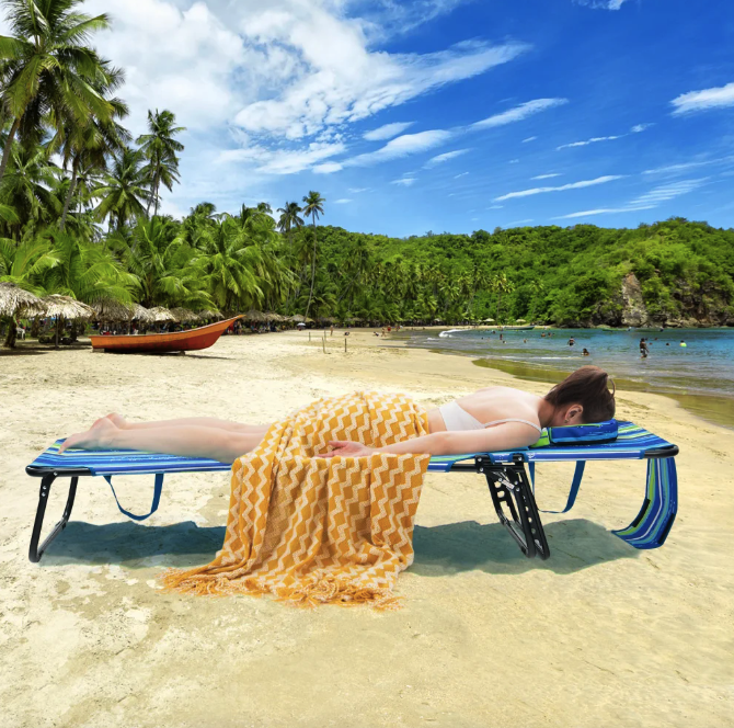 Шезлонг Costway Hanna раскладной с отверстием для лица Сине-зеленый (4890) - фото 3 Шезлонг Costway Hanna раскладной с отверстием для лица Сине-зеленый (4890) - фото 3