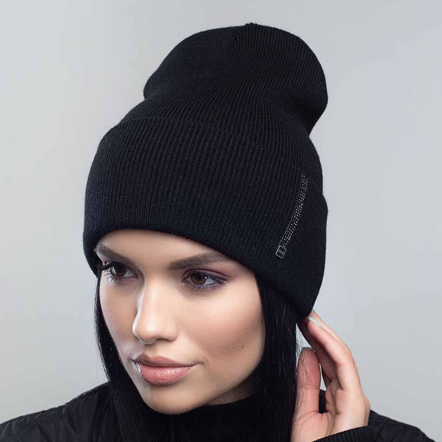 Шапка Leks Страза демісезонна з відворотом р. 53-57 Чорний