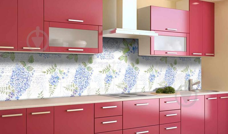 Наклейка виниловая кухонный фартук  Zatarga  "Голубые пышные цветы"  650х2500 мм