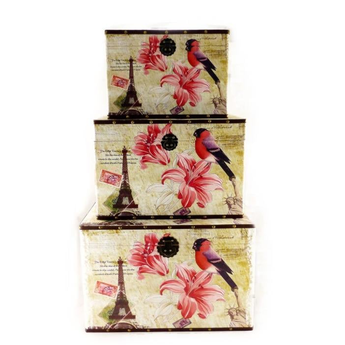 Сундук S/3 Гранд Презент Эйфелева башня с цветком 3 шт. (SH31117)