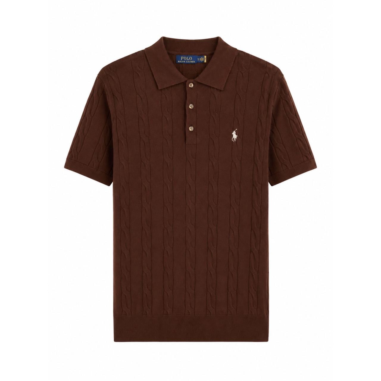 Поло Polo Ralph Lauren Premium с фактурной вязкой и вышитым логотипом Brown