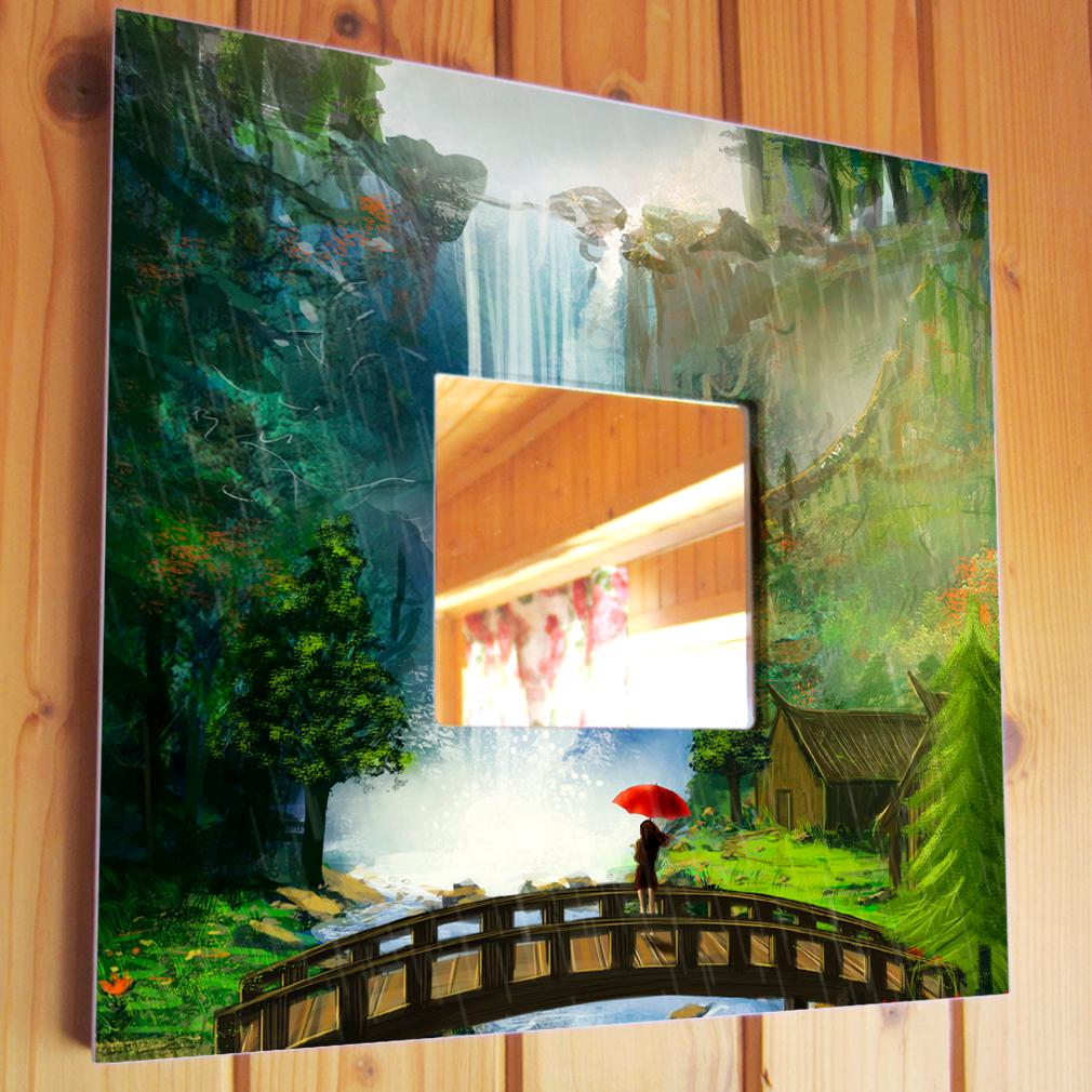 Зеркало декоративное Хороший вид на водопад 260х260 мм (M03824)