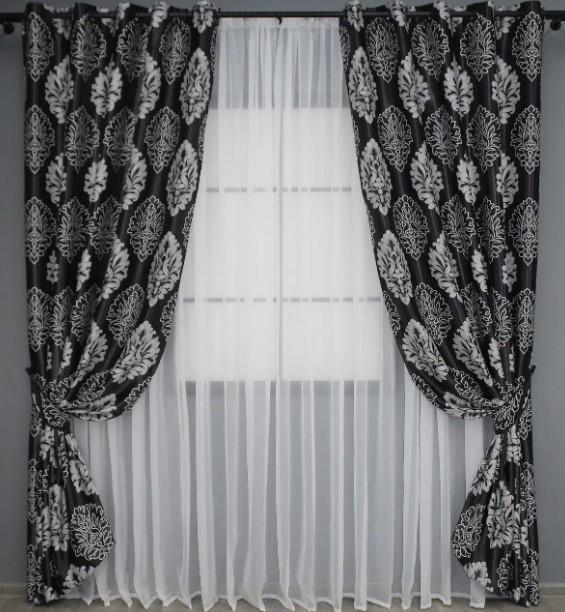 Комплект штор на люверсах блекаут/софт 1,5x2,5 м 2 шт. Черный (1273ш)