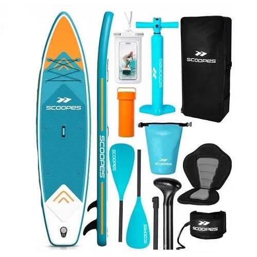 SUP-дошка надувна для плавання з сидінням насосом та аксесуарами 2в1 350 см Синій/Помаранчевий