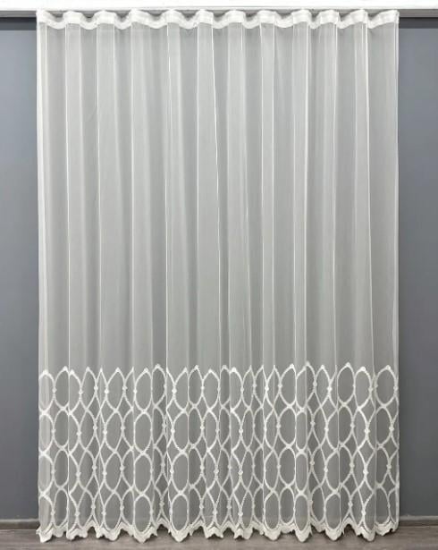 Тюль бамбук с вышивкой Молочный (1625т)