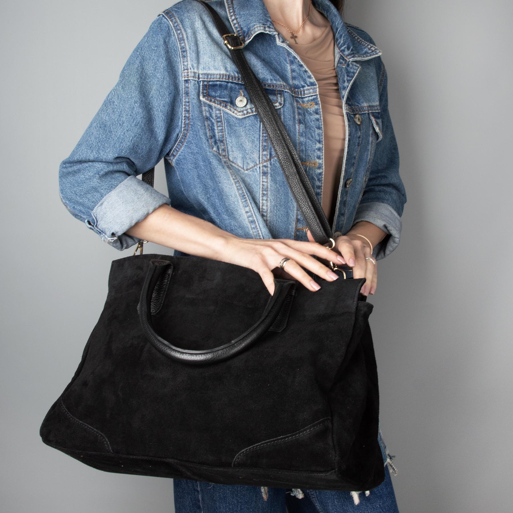 Сумка шопер жіноча замшева Virginia Conti 04108 Чорний (2792720617) - фото 5 Сумка шопер жіноча замшева Virginia Conti 04108 Чорний (2792720617) - фото 5