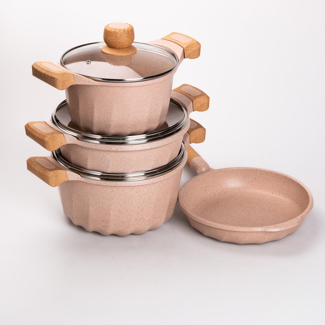 Набор посуды кастрюли 3 шт./сковорода MGC/лопатка/половник Бежевый - фото 5 Набор посуды кастрюли 3 шт./сковорода MGC/лопатка/половник Бежевый - фото 5