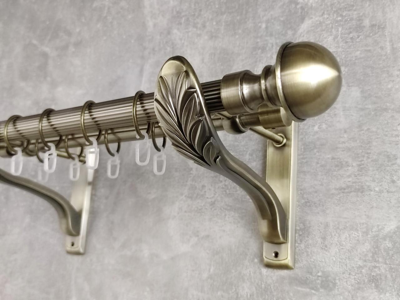 Карниз MStyle металлический для штор двухрядный Бостон 25/19 мм рифленый 300 см Антик (5012037)