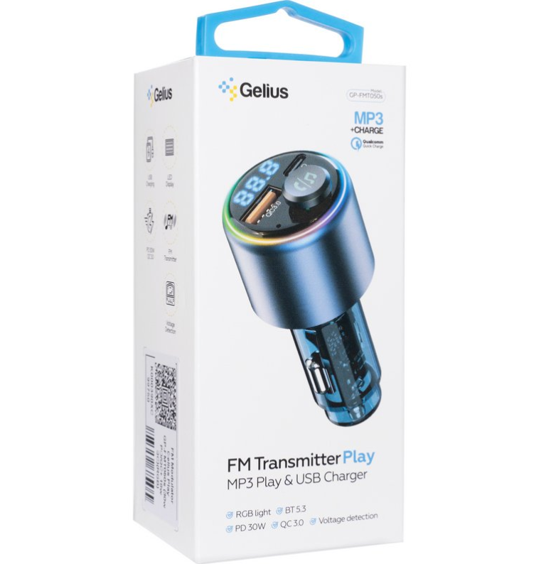 FM-модулятор Gelius Play GP-FMT050s 30W PD/18W QC (RGB) - фото 4 FM-модулятор Gelius Play GP-FMT050s 30W PD/18W QC (RGB) - фото 4
