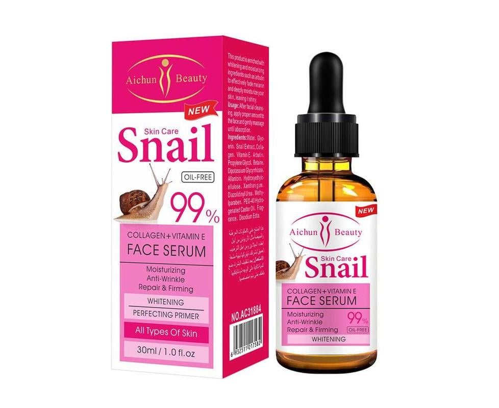 Осветляющая и увлажняющая сыворотка Aichun Beauty Skin Care Snail с коллагеном и витамином Е 30 мл