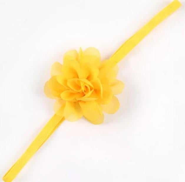 Пов'язка дитяча на голову із шифоновим бантом One size Жовтий (5399/6)