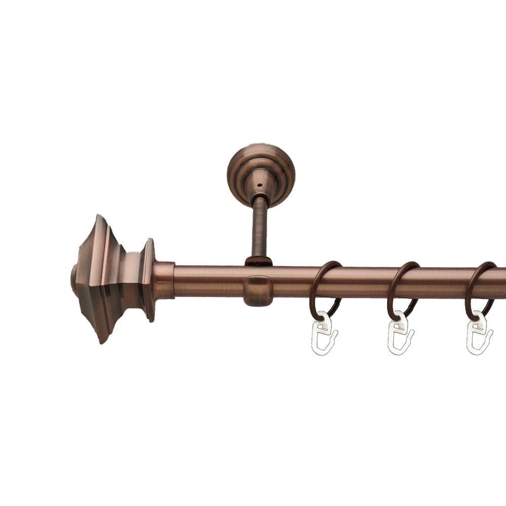 Карниз металлический Orvit Борджеза однорядный открытый/гладкая труба/кольцо металлическое Медь 19 мм 240 см (00-00011655)