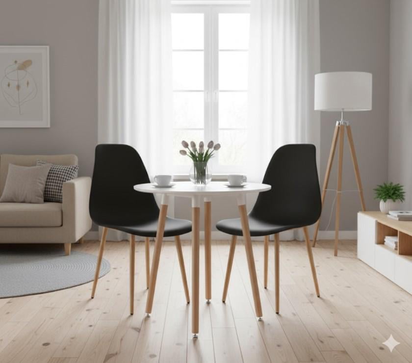 Комплект стол 80 см и стул WAT 2 шт. Черно-белый - фото 2 Комплект стол 80 см и стул WAT 2 шт. Черно-белый - фото 2