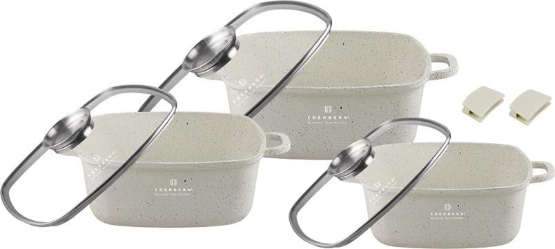Набор кастрюль Edenberg 6 предметов с мраморным антипригарным покрытием Бежевый (EB-3921)